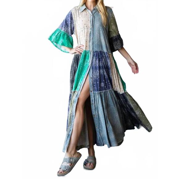 OLI & HALI Dresses & Skirts - NEW OLI & HALI patchwork shirt dress in blue